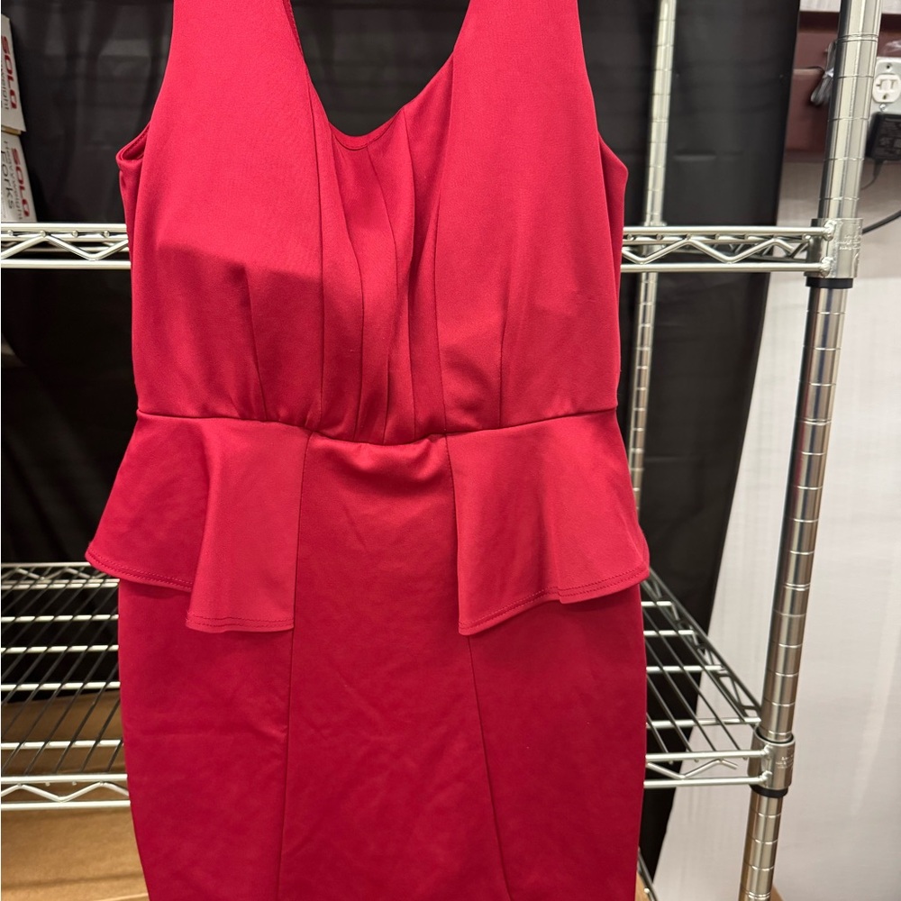 a'gaci Vibrant Red Peplum Mini Dress
